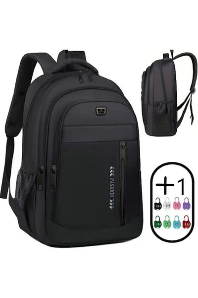 FASHION Spacious School Backpack with 5 Compartments + Combination Lock, Waterproof, Medium Capacity, 25L, B