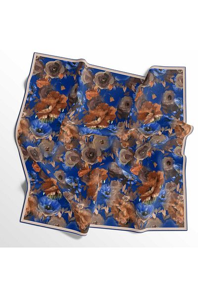 İpekal Soft Cotton Scarf - 05401 - 2025 90 X 90 Blue - Tile - 25