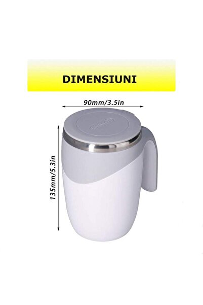SIKS Smart Magnetic Mug with Self-Stirring, Stainless Steel Coffee Mixer, Capacity 380 ml, Gray