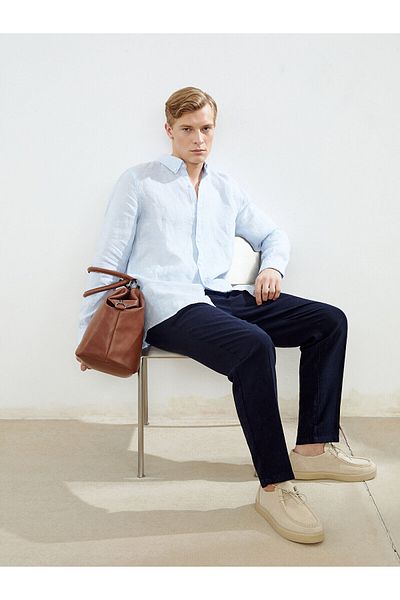 LC Waikiki Cămașă pentru bărbați din in, slim fit, cu mânecă lungă