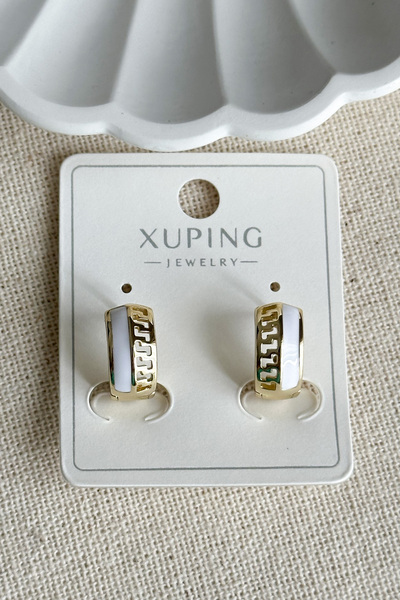 Modacaprea Xuping 14K Halka Beyaz Kadın Küpe – Kararmaz | Kadın Takı Xuping Küpe