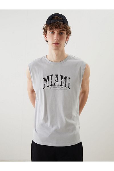 LC Waikiki Crew Neck Printed Combed Cotton Men's Sleeveless T-Shirt