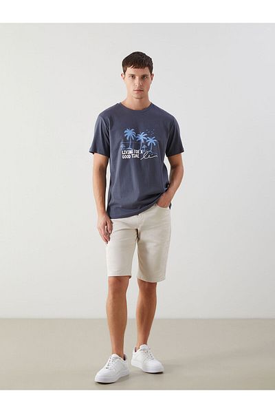 LC Waikiki Crew Neck Short Sleeve Printed Combed Cotton Men's T-Shirt