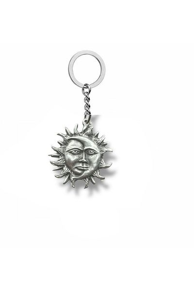 Herşey Nota Unisex Keychain with Moon and Sun Figures |   Metal |   Symbolic and Stylish Design