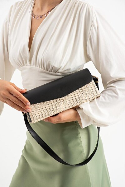 mèche atelier since 2024 حقيبة يد وكتف نسائية من فولي ويكر باللون الأسود