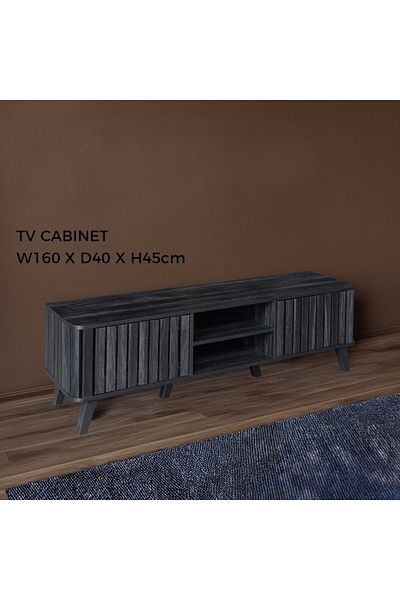 Generic TV Table, Large Living Room Wood Media Console Table with 2 Rack Storage and 2 Drawers 160x40x45cm