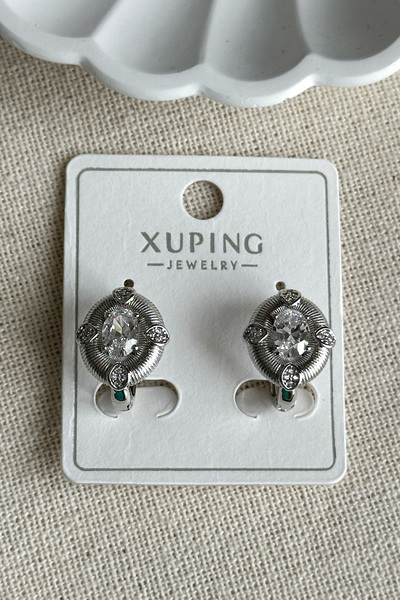 Modacaprea Xuping 14K Taşlı Oval Taşlı Mat Kadın Küpe – Kararmaz | Kadın Takı Xuping Küpe