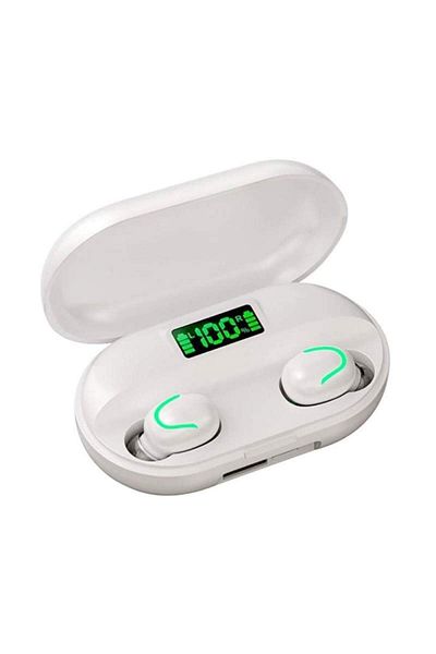 SIKS Căști wireless TWS ®, afișaj LED, sunet HD, albe, Bluetooth