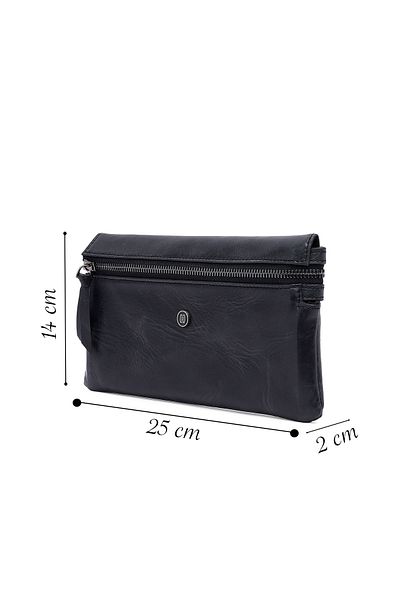 Derimod Men's Black Leather Mini Handbag 23Wbd3119Cr