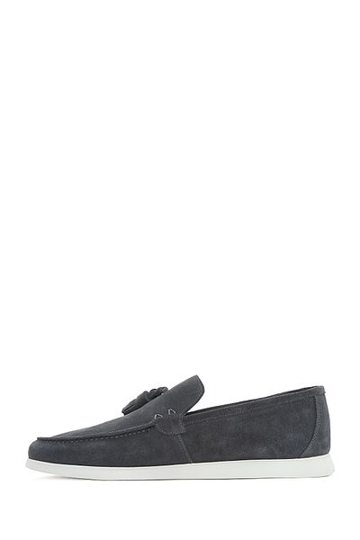 Derimod Men's Gray Tasseled Suede Leather Casual Loafer 25Sfd750310