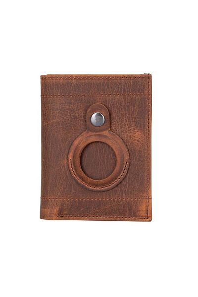 swilex Airmaka Airtag Compatible Leather Men's Wallet G2 Brown