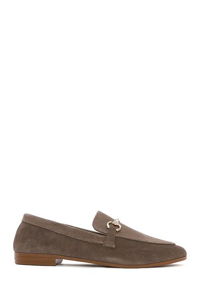Derimod Women's Mink Buckle Suede Leather Loafer 25Sfd351610