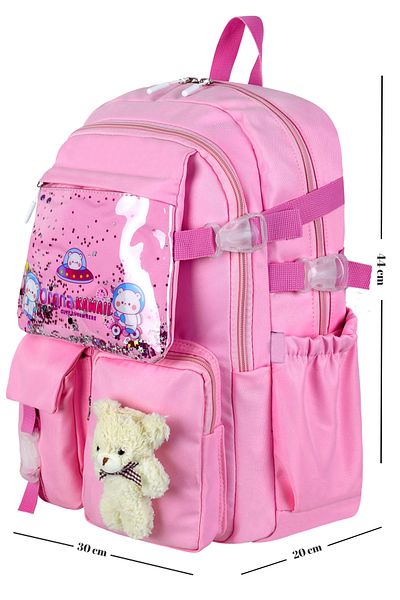 Roxy Kawaii Korean Style Multi-Compartment Children's School Bag with Teddy Bear Accessories