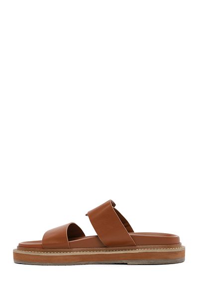 Derimod Women's Tan Buckle Slippers 25Sfe492418
