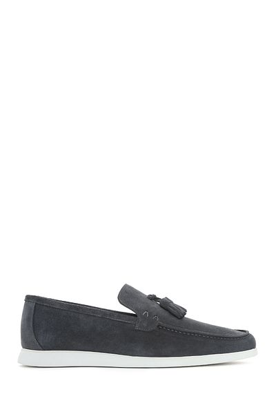 Derimod Men's Gray Tasseled Suede Leather Casual Loafer 25Sfd750310