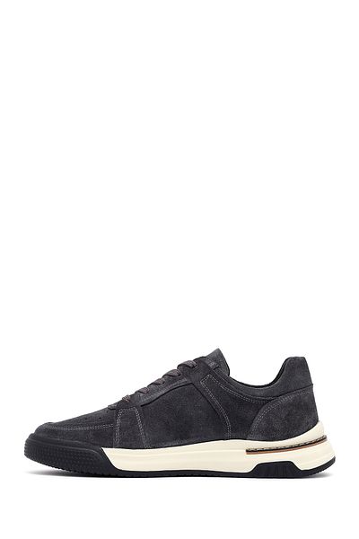Derimod Men's Gray Lace-Up Suede Leather Sneaker 25Sfd641710