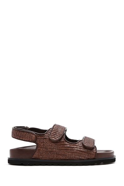 Derimod Women's Brown Strappy Straw Sandals 25Sfd4423M7