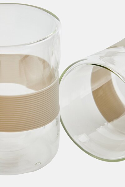 Bebe 2 Pieces Borosilicate Glass Cup With Silicone Sleeve 320 ml, Transparent