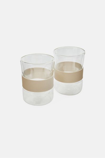 Bebe 2 Pieces Borosilicate Glass Cup With Silicone Sleeve 320 ml, Transparent