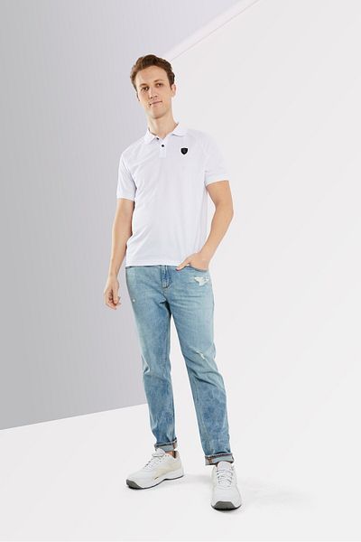 Scuderia Ferrari Men Sportswear Fit Short Sleeve Golf Polo Shirts, White