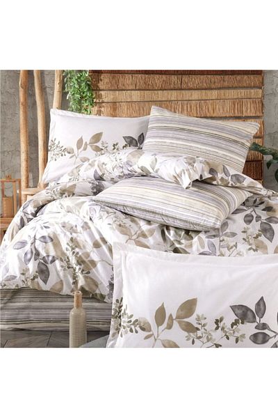 Angoravi طقم غطاء لحاف رانفورس مزدوج Azura V1 بيج