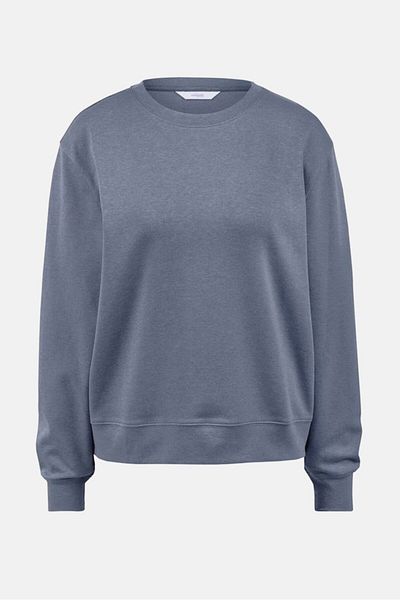 Tchibo Women Crew Neck Heather Sweatshirt, Pastel Indigo