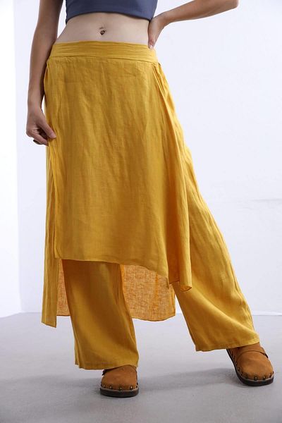 EREN STYLE ITALIAN RAW LINEN TROUSERS SKIRT