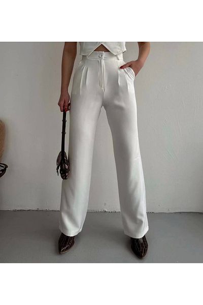 ufukmoda Palazzo Pants White S23211