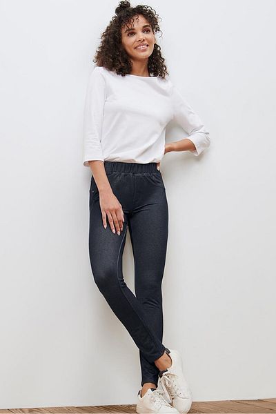 Tchibo Women Textured Pull On Leggings, Navy Blue