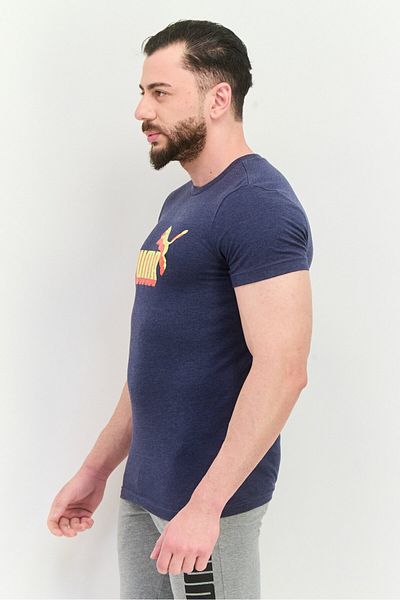 Puma Men Sportswear Fit Short Sleeve Outdoor T Shirt, Navy/Yellow