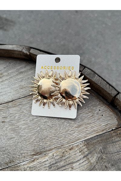luxyansımalar Steel Big Sun Earrings