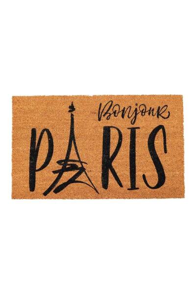 Generic EVIDECO Non-Slip Backing Attractive Design Bonjour Paris Printed Door Mat Black and Brown 45 x 75cm