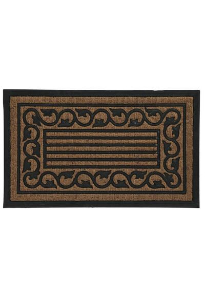 Generic HONEY BEE Rectangular Shaped Rubber and Coir Wrought Pan Door Mat Black and Brown 45 x 75cm