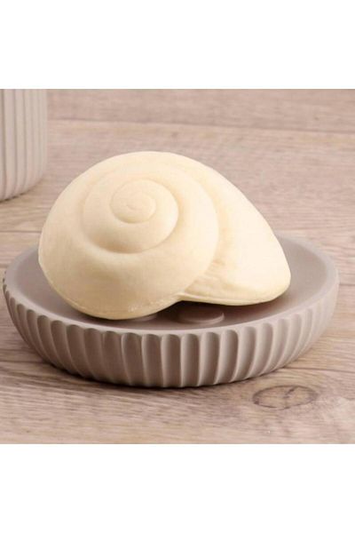 Generic طبق صابون دائري من البولي ريزين بتصميم مخطط أنيق من Tendance، لون بني داكن، 11 سم، 64103165