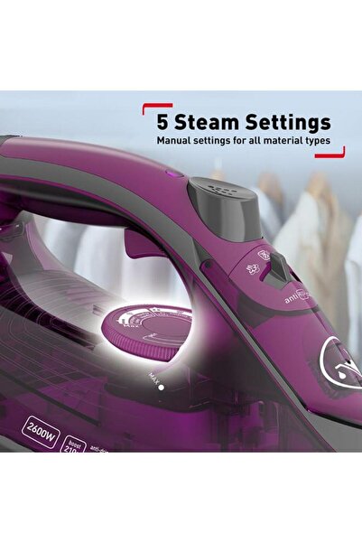 Generic Tefal 2600W Efficient Ceramic Soleplate Express Faster Steam Iron Purple and Grey FV2843M0