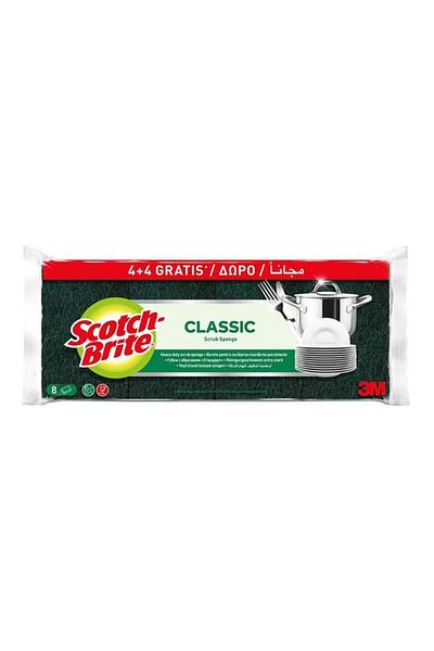 Generic Scotch Brite 8-Piece Heavy Duty Classic Flat Laminate Scrub Sponge Yellow and Green