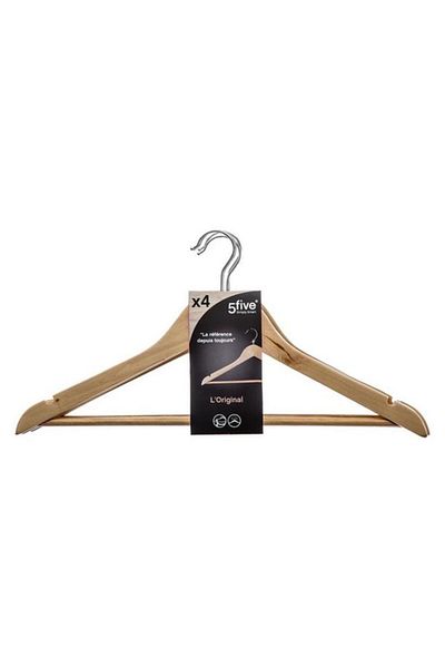 Generic Five Simply Smart 4-Piece Durable High Quality Wooden Cloth Hanger Set Beige and Silver 151504