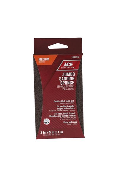 Generic ACE Medium Grit Extra Large Flexible Rinse and Reuse Sanding Sponge Brown 1099282
