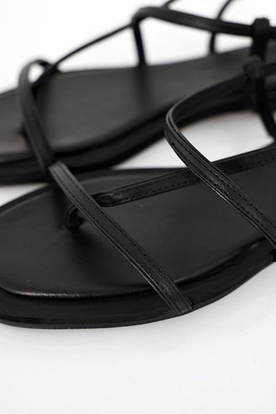 5in1Canpolat Black Thin Strap Sandals 43301