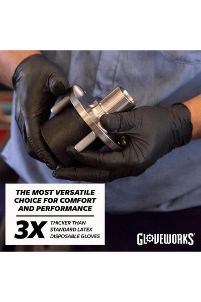 Generic قفازات Ammex Gloveworks الصناعية المصنوعة من النتريل والمطلية بالبوليمر والخالية من اللاتكس، سوداء اللون، مقاس كبير GPNB46100