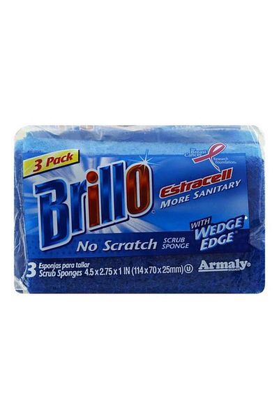 Generic Brillo 3-Pack Estracell More Sanitary No Scratch Scrub Sponge Blue 4.5 Liter