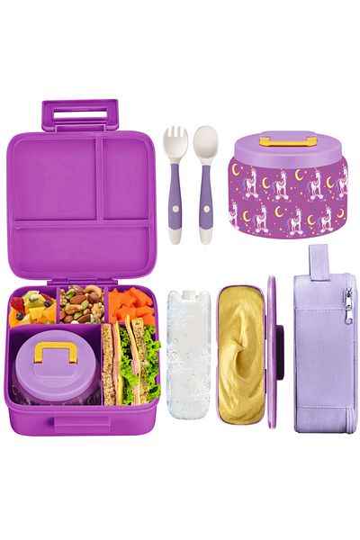 Choice Other 1 5 PURPLE Bento Lunch Box for Kids With 8oz insulated vacuum food jar, Lunch bag, ice pack, a