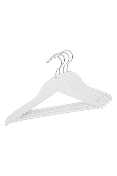 Generic atmosphera 4-Piece High Quality Wooden Children Cloth Hanger Set White and Silver 195840A