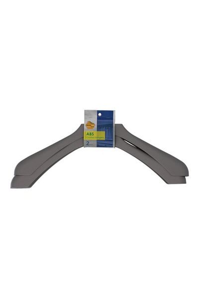 Generic HONEY BEE 2-Piece Sturdy ABS Coated Wooden Cloth Hanger Set Grey PHR2900