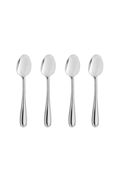 Generic طقم ملاعق شاي من أميفا، 4 قطع، على بطاقة معلقة، لون فضي لؤلؤي، 0508X1VDXCAH4