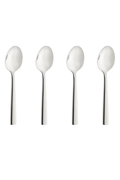 Generic طقم ملاعق شاي موديرنو موكا من أميفا، 4 قطع، مصنوع من الفولاذ المقاوم للصدأ عالي الجودة، فضي اللون، 1923X1VDXCAK4