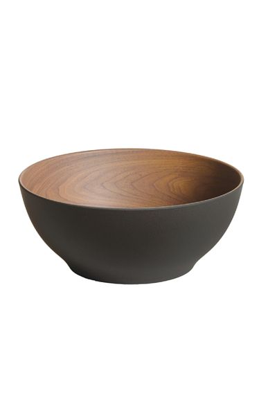 Parfait Elegant and Durable Bamboo Fibre Round Salad Bowl Brown and Grey 23.2cm