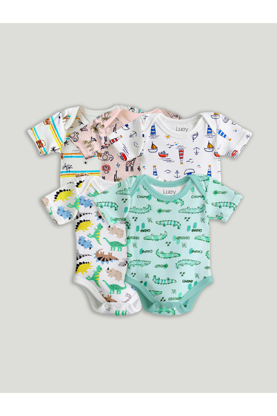 luay طقم ملابس نوم للجنسين من القطن العضوي بتصميم ديناصور، سحلية، منارة، فيل ...