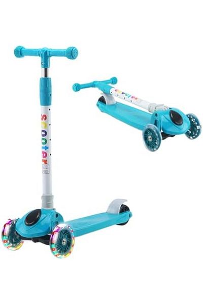Rovyfota 2-in-1 Kick Scooter, Adjustable Height Foldable Scooter, 3 LED Light Wheels