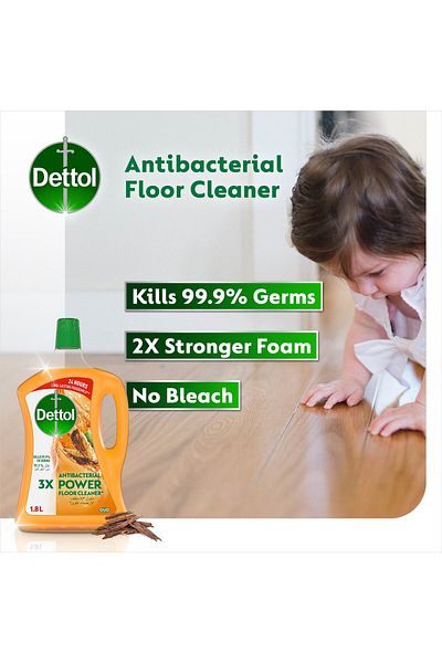 Dettol Oud Antibacterial Power Floor Cleaner 1.8 Litre Kills 99% Germs, Clean & Long-lasting Oud Fragrance